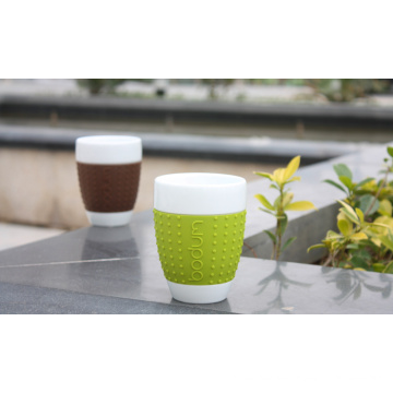 Haonai 450ml 15OZ Thermal Insulated Double Wall Cup Travel Mug With Silicone Lid